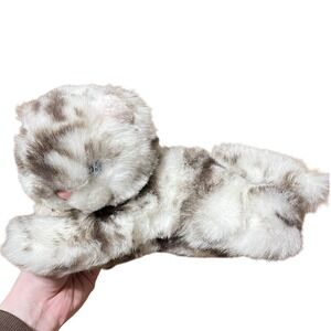 VTG American Wego Laying Masanian Cat Plush 10" Realistic Stuffed Animal Grey